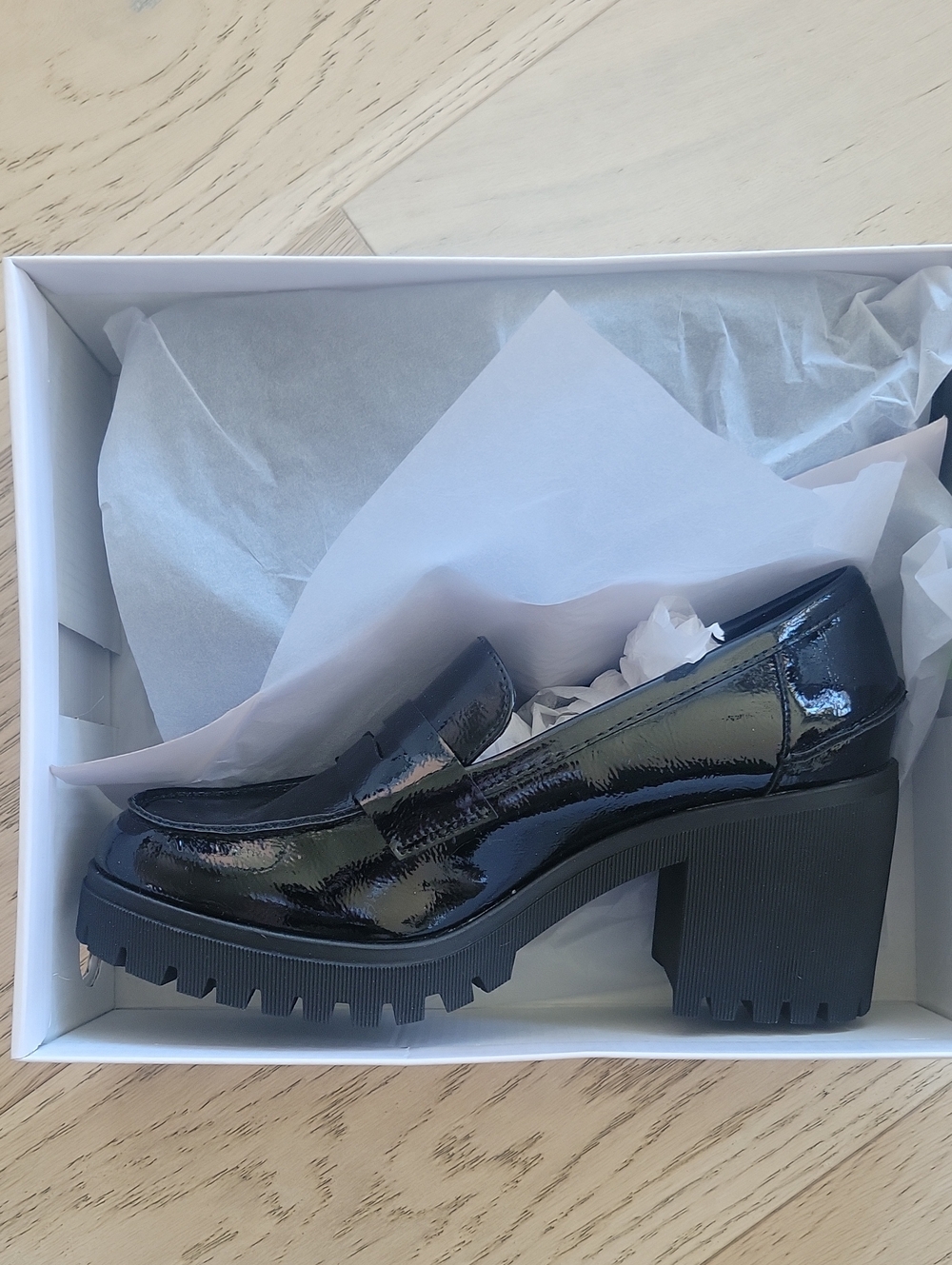 Wild Pair Presscott Round Heel Loafers Black Patent